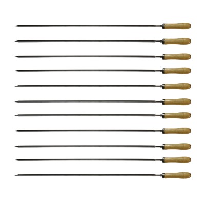 Top-rated Items Camping Customized Stainless Steel Wooden Handle bbq Kebab Barbecue Grill Skewer Food Grade