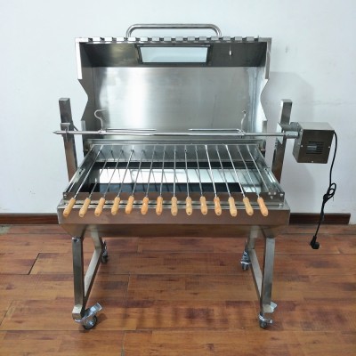 Rotating lamb Stainless Steel Charcoal BBQ Roster with kebab top set